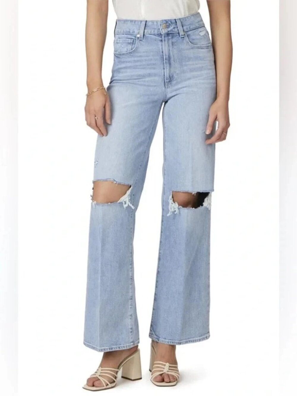 PAIGE SASHA HIGH WAIST WIDE LEG JEANS - MAEVE DESTRUCTED